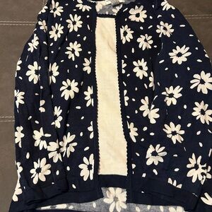 Cathy Daniels Navy and Cream Floral Blouse